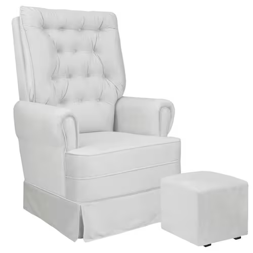 [151.8] Poltrona Eloisa C/ Puff - tb120 Veludo Bege 151.8 Gariane