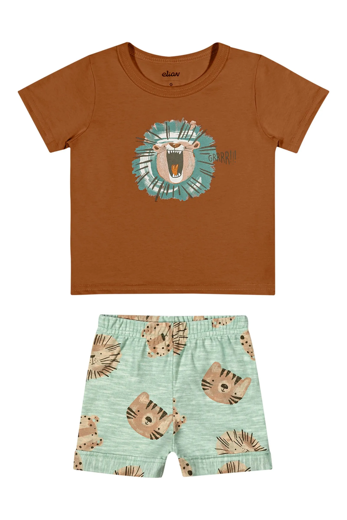 [201355] Conjunto Mini Masculino Elian 201355 (Marrom)
