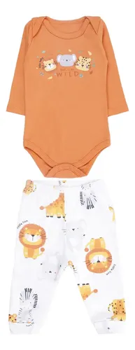 [14959] Conjunto Body Manga Longa e Calca 14959 Kiko Baby (Canela, P)